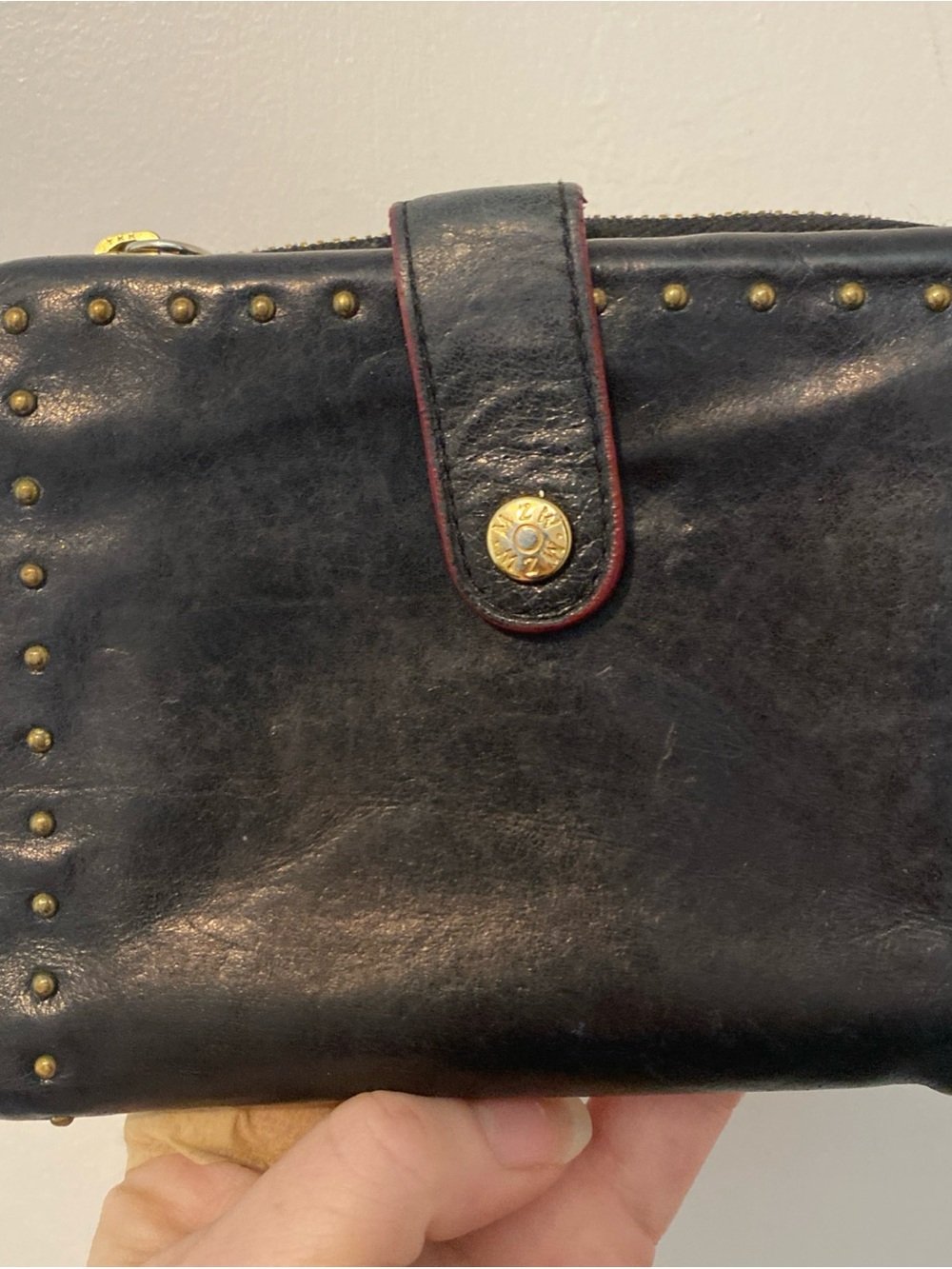 Leather Studded Black Wallet Clutch - MZ Wallace